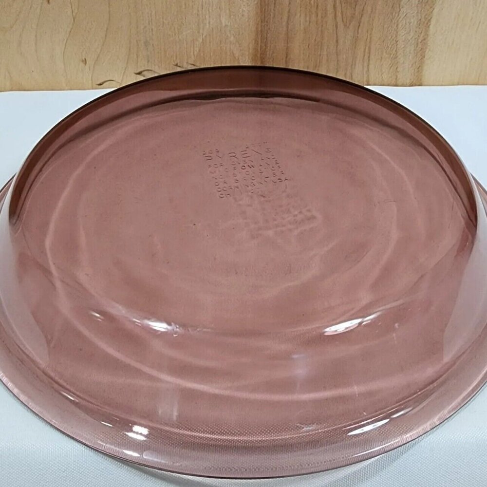 2 Pyrex Cranberry Glass Pie Plate 10” vintage Visions plum dish flaw - Picture 11 of 13